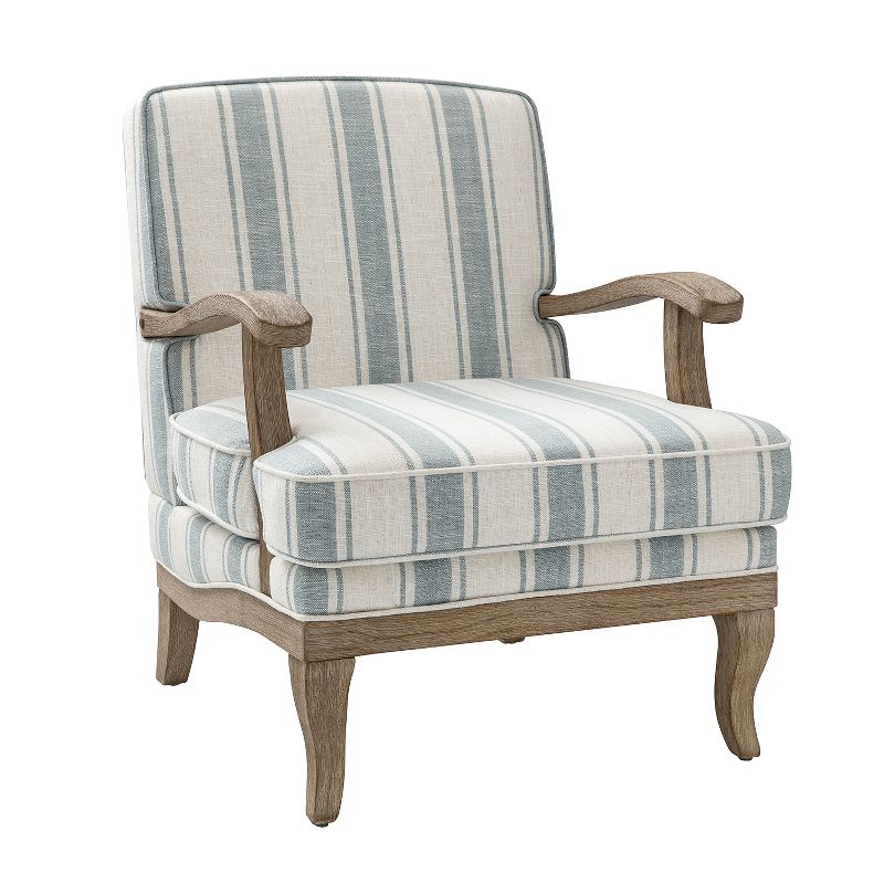 Rinaldo Farmhouse Style Armchair with Romantic Stripes Armchair for Living Room, Lounge, Bedroom  | ARTFUL LIVING DESIGN, 1 of 11