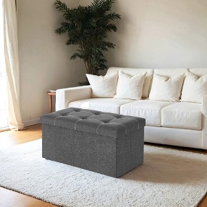30" Ottoman Storage Bench, Ottoman with Storage, Footstool, Folding Bedroom Bench, Holds 660 lb - 1 of 4