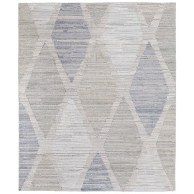 Elias Modern Diamond Ivory/Blue/Brown Area Rug