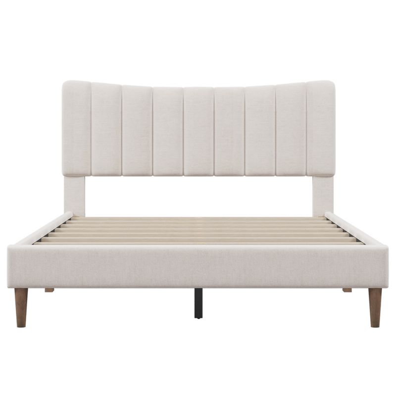 Queen/Full Size Upholstered Platform Bed with Vertical Channel Tufted Headboard-ModernLuxe, 5 of 9