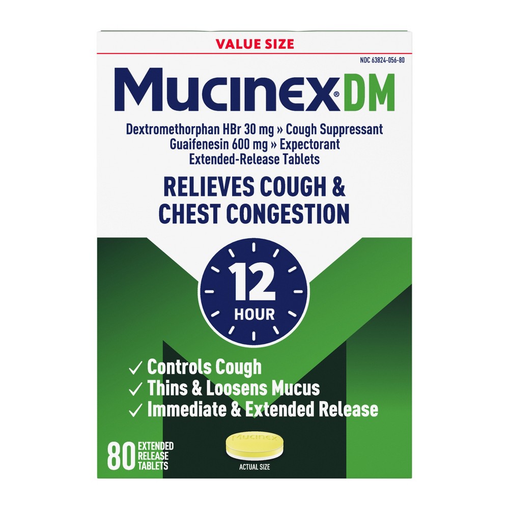 Mucinex Cold, Cough or Flu Treatment DM Capsules - 80ct: With Guaifenesin