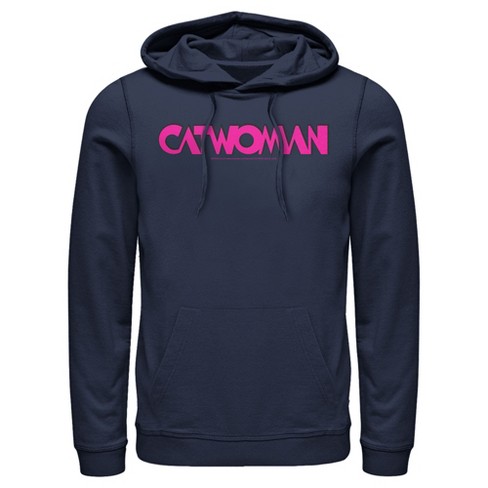 Men's Batman Catwoman Logo Pull Over Hoodie - Navy Blue - 3X Large