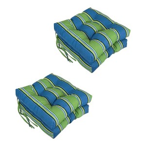 Blazing Needles, 16-inch Spun Polyester Patterned Outdoor Square Tufted Chair Cushions (Set of 4) - 1 of 2