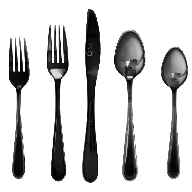 Gibson Home Stravidia 20 Piece Flatware set in Black Stainless Steel, 3 of 5
