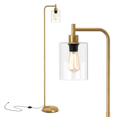 Tangkula Industrial Floor Lamp w/ Hanging Glass Lampshade and Foot Switch Modern