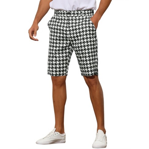 Lars Amadeus Men's Flat Front Houndstooth Print Chino Shorts : Target