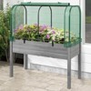 Costway Wood Raised Garden Bed with Greenhouse Cover Mini Portable Greenhouse Kit Green/White+Gray/Beige - 2 of 4