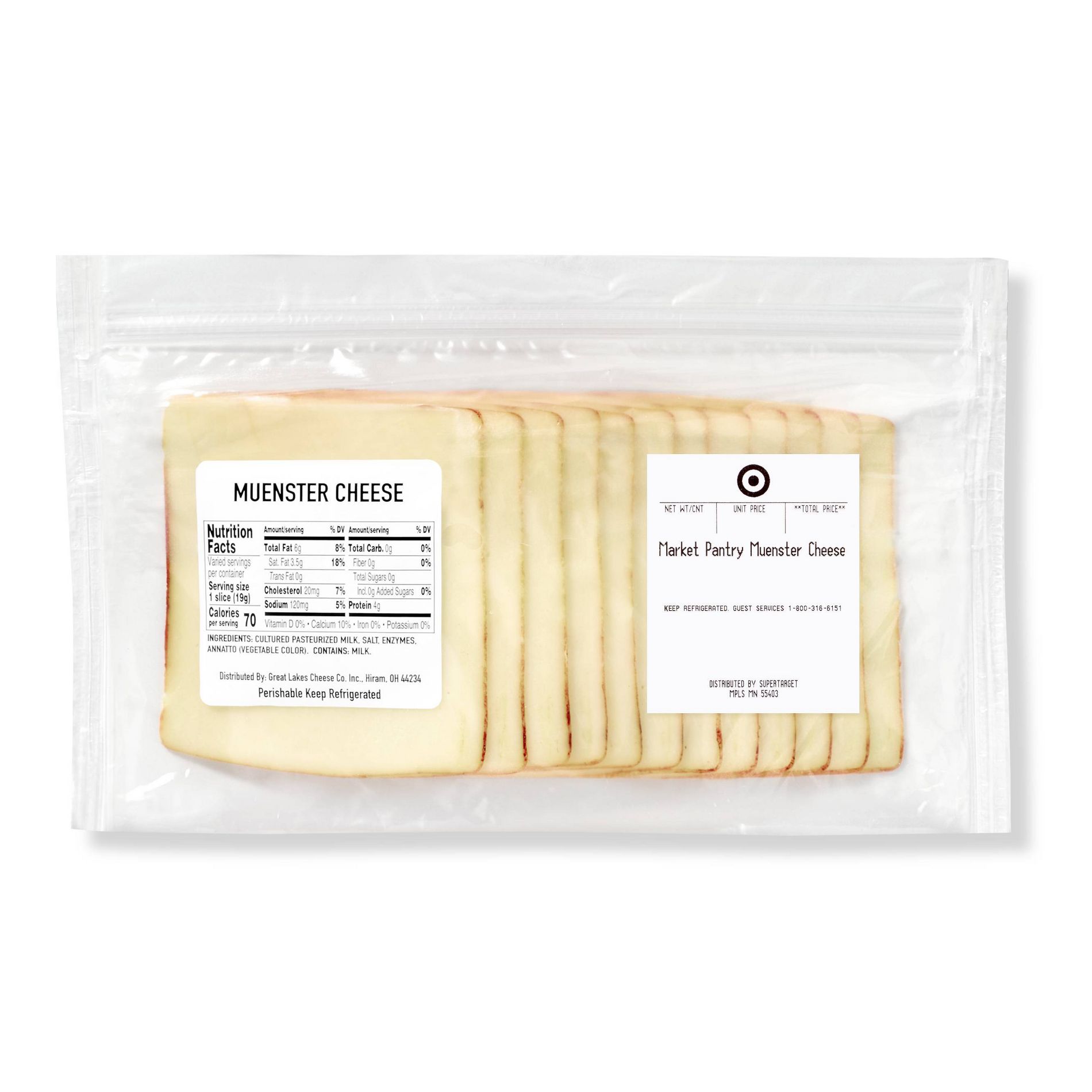 Muenster Cheese - price per lb - 0.4-0.7lbs - Market Pantry™