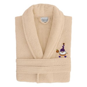 Linum Home Textiles 100% Turkish Cotton Unisex Terry Embroidered Bath Robe - Halloween Gnomes - 1 of 3