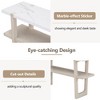 Lyngins Narrow Console Table with Marble-Effect Top & Lower Shelf, Rubber Wood Frame, Retro Entryway Table, Sofa Table for Entryway/Hallway - 4 of 4