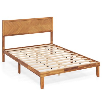 Infans Full Size Bed Frame w/Headboard Wooden Slats Support 9" Under-bed Storage Space
