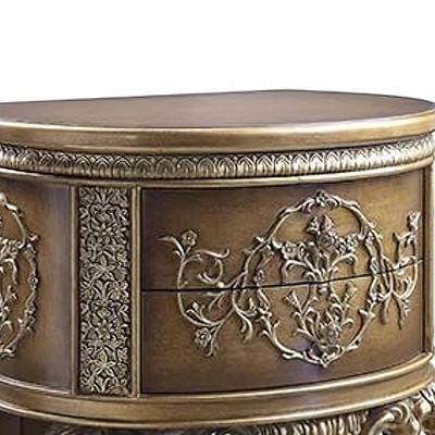 Constantine Baroque Brown & Gold 2-Drawer Nightstand