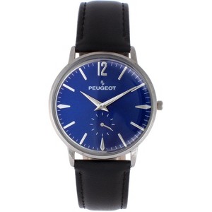 Peugeot Men's 40mm Blue Dial Vintage Remote Sweep Leather Strap Watch - 1 of 4