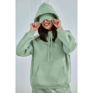 Attraco Women's Airplane Model Travel Hoodie Eye Mask Built in Long Sleeve Oversized Sweatshirt Fleece Hooded with Kangaroo Pocket - 1 of 4