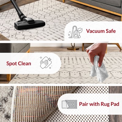 Gray Synthetic Moroccan Trellis 10' Square Area Rug