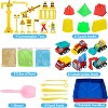 43PCS Sand Play Set w/ 6 Construction Trucks & Castle Molds - Foldable Bin, Tools, Signs for Boys & Girls - All-in-One Sandbox Kit - 3 of 4
