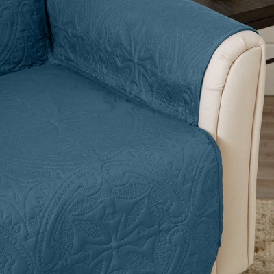 Smoke Blue Quilted Microfiber Recliner Furniture Protector