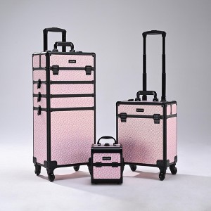 BYOOTIQUE Rolling Makeup Train Case on Wheels 3-Piece Hairdressing Brush Bags - 1 of 4