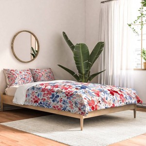 Deny Designs Ninola Design Liberty Colorful Petals Red and Blue Queen/Full Comforter and Sham Set (2-3pc Set) - 1 of 4