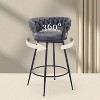 DYHOME 28 inch Bar Stools Set of 3, Modern Counter Height Bar Stools, 360° Swivel Suede Fabric Stool Chairs with Woven Back and Footrest - 4 of 4