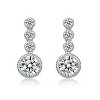 Guili Tiered Shine Sterling Silver with Rhodium Plated Clear Round Cubic Zirconia Bezel Set Three Tier Drop Earrings for a Stunning and Elegant Look - 3 of 3