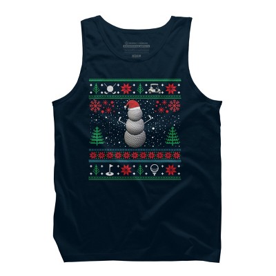Men's Design By Humans Christmas Golf Golfing Golfer Ugly Christmas Xmas By pahari Tank Top