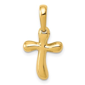 Black Bow Jewelry 14k Yellow Gold Small Polished Freeform Cross Pendant - 1 of 4