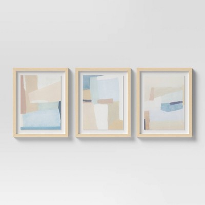 (Set of 3) 16" x 20" Neutral Tone Abstract Under Glass - Threshold™