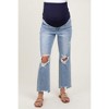 Pinkblush Light Blue Distressed Cutout Maternity Straight Leg Ankle Jeans - 4 of 4