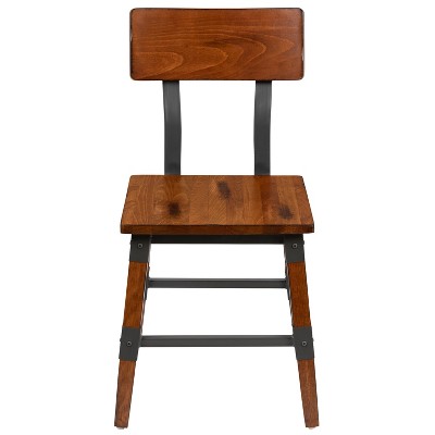 Rustic Antique Walnut Solid Beechwood Side Chair - Set of 2