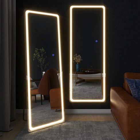 Floor standing deals mirror with lights