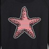 Women's - Instant Message - Nautical Striped Starfish Lightweight French Terry Wide Neck Long Sleeve Graphic Shirt - 2 of 4