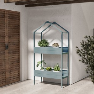 GRANDPATIO Outdoor Steel Planter Stand With Large Storage - 1 of 4