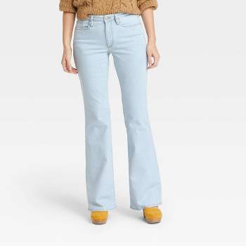 Light Blue Casual Bootcut Jeans, Mid-Stretch Slant Pockets High Waist Denim  Pants, Women's Denim Jeans & Clothing