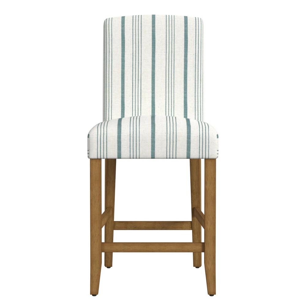24&#34; Curved Top Counter Barstool Blue - HomePop: Upholstered, Traditional Style, Fixed Height