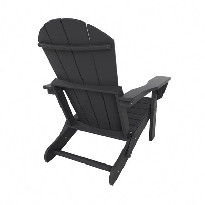 Gray HDPE Outdoor Folding Adirondack Chair with Wide Armrests