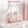 ROBOTIME Doll Furniture Pretend Makeup Table Set, Kid Dressing Table Toy, Dollhouse Furniture, Kid Gift for Girl, Pink, 6.2"*11.4"*13.8" - 3 of 4