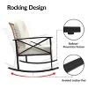 3 Piece Patio Rattan Conversation Set, Outdoor Rocking Bistro Set, Wicker Patio Furniture with Thick Cushions Rocker Chair and 2-Tier Coffee Table - 3 of 4