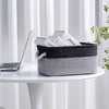 Aoibox Fabric Storage Baskets Collapsible Organizing Bins with Rope Handles Medium 14x10x7 Inch Black Grey 3 Pack - 3 of 4