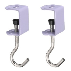 Unique Bargains Space-Saving Design Adjustable Desk Clamp Hooks and Hangers 0.2"-1.4" 2 Pcs - 1 of 4