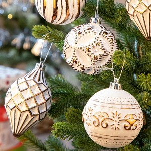Angel Sar 16-Piece Shatterproof Christmas Ball Ornaments Set, Hand-Painted Shatterproof Plastic Ornaments in 8 Colors for Christmas Tree, Champagne - 1 of 4