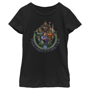 Girl's Black Panther: Wakanda Forever Character Portrait Triangles T-Shirt - 1 of 4
