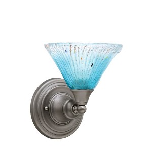 Toltec Lighting Any 1 - Light Sconce in  Brushed Nickel with 7" Teal Crystal Shade - 1 of 1