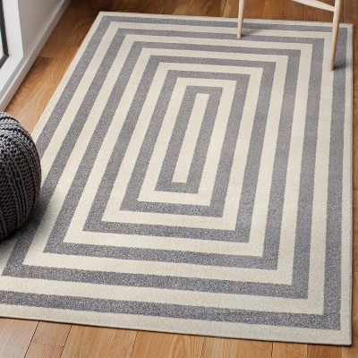Bandol Gray and Ivory Synthetic Stripe 5 x 8 Area Rug