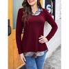 Women's Contrast Collared Shirts Patchwork Work Blouse Tunics Tops - 3 of 4