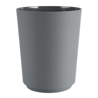 LunaLulinlk Soft Touch Ribbed Plastic 1.98 Gallon Wastebasket in Grey for Bathroom, Kitchen and Bedroom