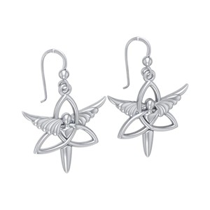 Slickblue Women's Angel Trinity Knot Earrings, Sterling Silver Drop Style, Celtic Symbol Design, 1 Inch Length - 1 of 4