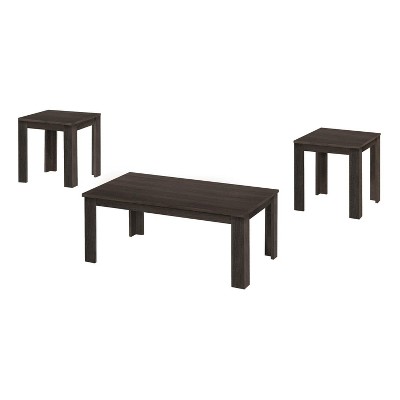 Monarch Specialties Table Set 3Pcs Set Coffee End Side Accent Living Room Laminate Brown Transitional