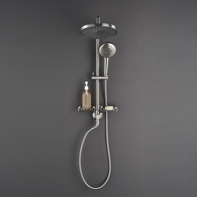Bathroom Shower System, 4-Function Hand Shower, 10" Rain Showerhead, Adjustable Slide Bar And Soap Dish