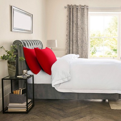 Red Standard Size Cotton Pillowcases with Envelope Closure